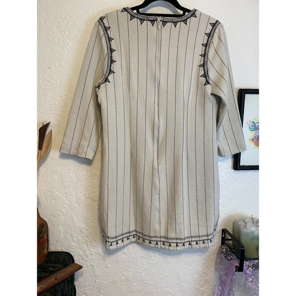 🌻Gianni Bini {L} Ivory/Cotton Boho Long Sleeve Mini Dress - Picture 6 of 12